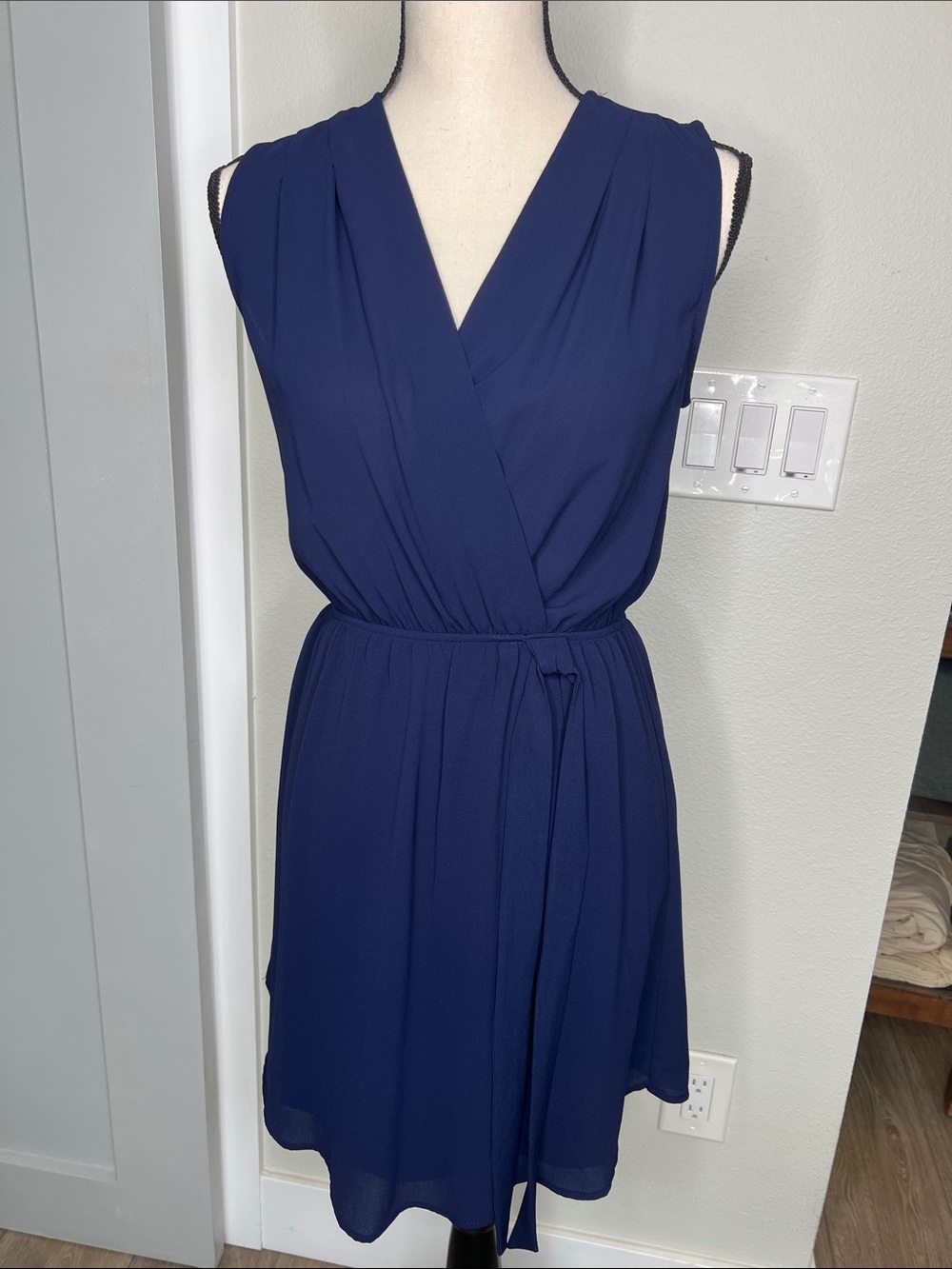MONTEAU Navy Blue Sleeveless V-Neck Dress